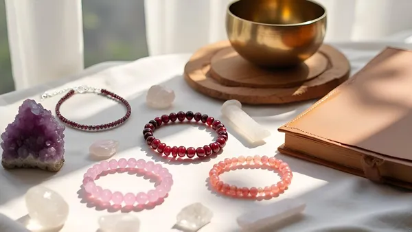 Garnet_Anklet_And_Rose_Quartz_Bracelet_Set