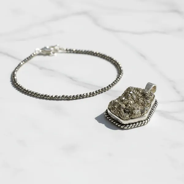 Pyrite_Anklet_And_Pendant_Set