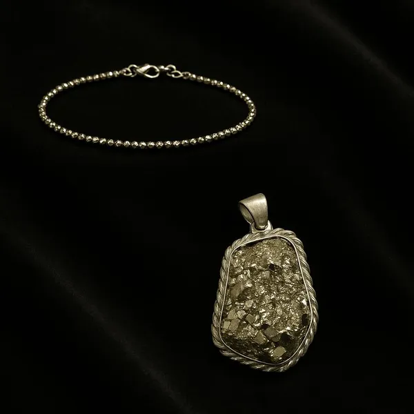 Pyrite_Anklet_And_Pendant_Set