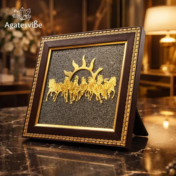 Pyrite_Stone_Running_Horses_Wall_Frame