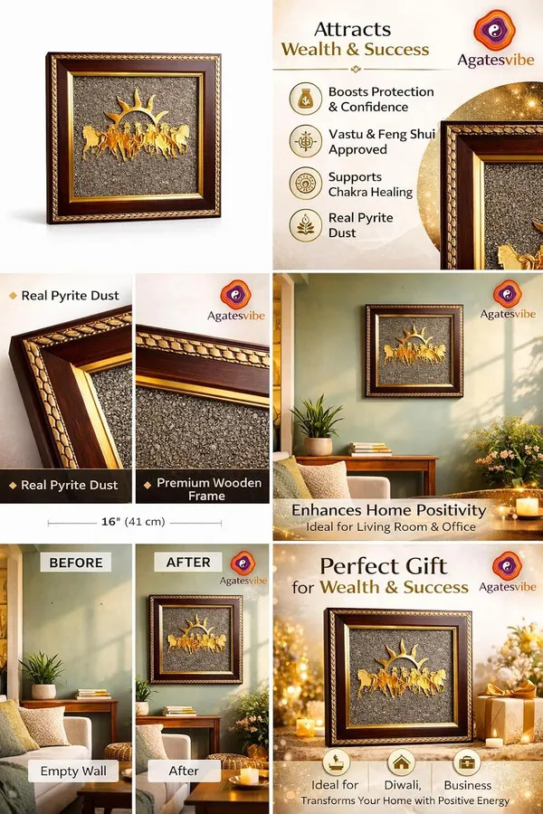 Pyrite_Stone_Wall_Frame_With_Seven_Horses