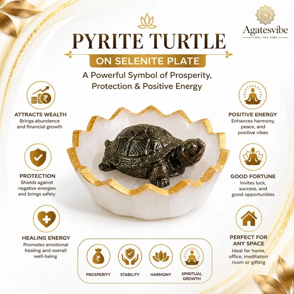 Pyrite_Tortoise_Figurine_With_Selenite_Plate