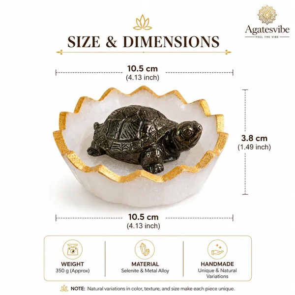 Pyrite_Tortoise_Figurine_With_Selenite_Plate