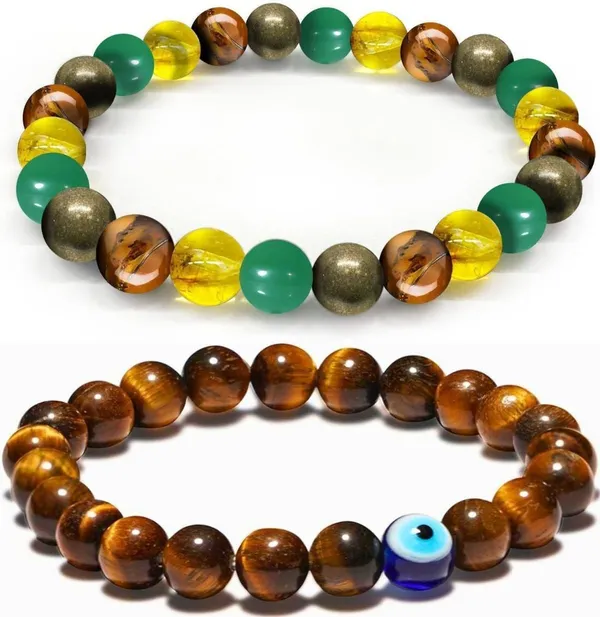 Multiagate_Pyrite,_Stone,_Green_Aventurine,_Tiger's_Eye,_Citrine_Bracelet_Set_(Pack_of_2)