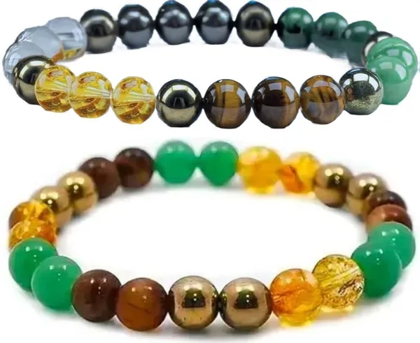 Multiagate_Pyrite,_Stone,_Green_Aventurine,_Tiger's_Eye,_Citrine_Bracelet_Set_(Pack_of_2)