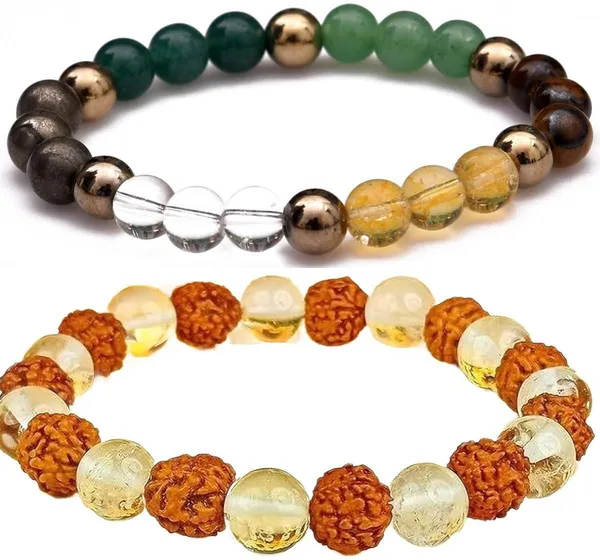 Multiagate_Pyrite,_Green_Aventurine,_Crystal,_Tiger's_Eye,_Rudraksha,_Citrine,_Clear_Quartz_Bracelet_Set_(Pack_of_2)