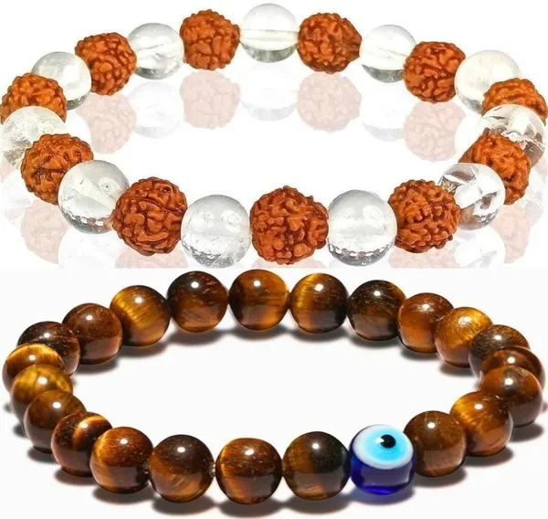 Multiagate_Stone,_Rudraksha,_Clear_Quartz_Bracelet_Set_(Pack_of_2)