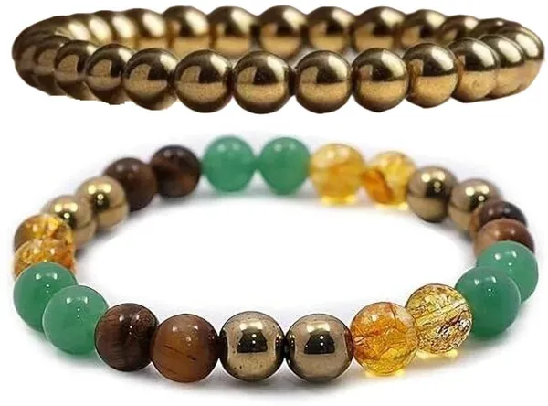 Multiagate_Green_Aventurine,_Crystal,_Golden_Pyrite,_Tiger's_Eye,_Citrine_Bracelet_Set_(Pack_of_2)