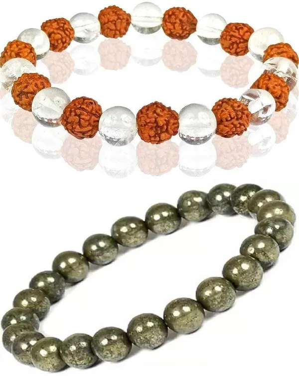 Multiagate_Pyrite,_Rudraksha,_Clear_Quartz_Bracelet_Set_(Pack_of_2)
