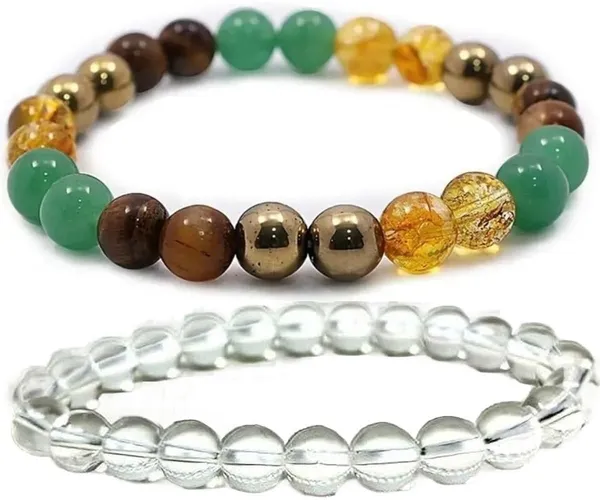 Multiagate_Pyrite,_Stone,_Green_Aventurine,_Citrine_+_Golden,_Crystal,_Tiger's_Eye,_Clear_Quartz_Bracelet_Set_(Pack_of_2)