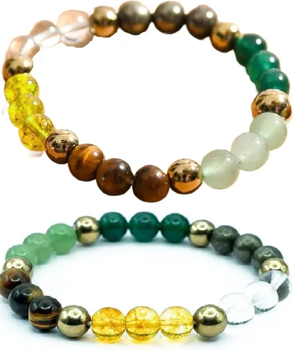 Multiagate_Pyrite,_Stone,_Green_Aventurine,_Citrine_+_Golden,_Golden_Pyrite,_Crystal,_Tiger's_Eye_Bracelet_Set_(Pack_of_2)