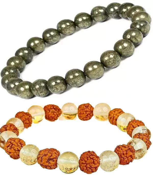 Multiagate_Pyrite,_Crystal,_Rudraksha,_Clear_Quartz_Bracelet_Set_(Pack_of_2)