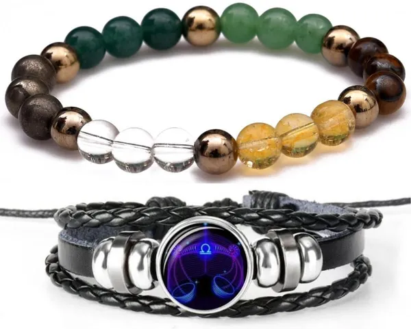 Multiagate_Pyrite,_Green_Aventurine,_Crystal,_Tiger's_Eye,_Citrine,_Leather_Bracelet_Set_(Pack_of_2)