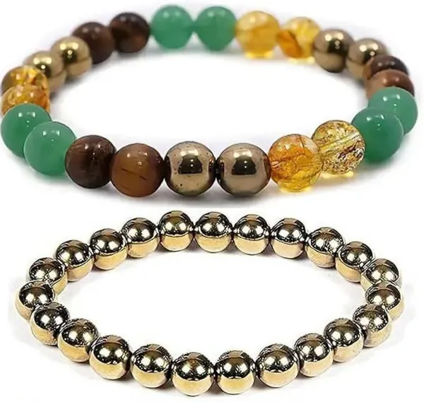 Multiagate_Pyrite,_Stone,_Green_Aventurine,_Citrine_+_Golden,_Golden_Pyrite,_Crystal,_Tiger's_Eye_Bracelet_Set_(Pack_of_2)