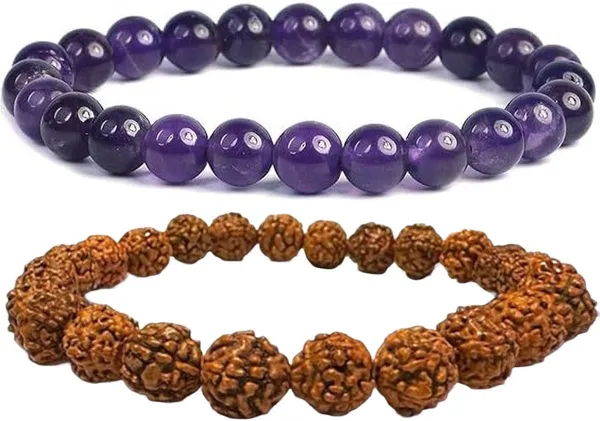 Multiagate_Amethyst,_Crystal,_Rudraksha_Bracelet_Set_(Pack_of_2)