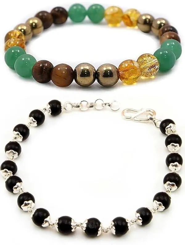 Multiagate_Wood,_Green_Aventurine,_Golden_Pyrite,_Crystal,_Tiger's_Eye,_Citrine,_Alloy_Bracelet_Set_(Pack_of_2)
