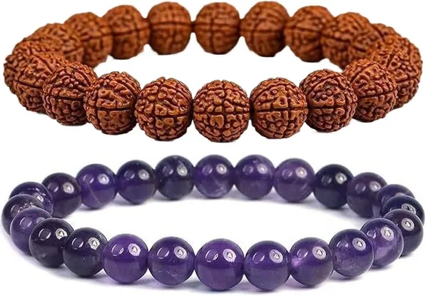 Multiagate_Amethyst,_Crystal,_Rudraksha_Bracelet_Set_(Pack_of_2)