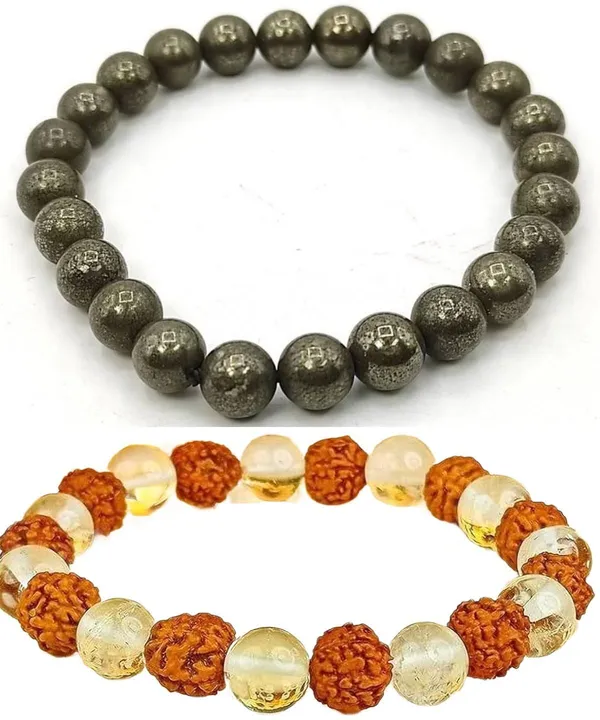 Multiagate_Pyrite,_Crystal,_Rudraksha,_Clear_Quartz_Bracelet_Set_(Pack_of_2)