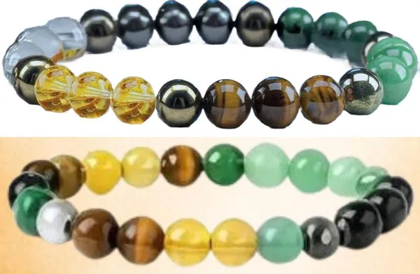 Multiagate_Pyrite,_Stone,_Green_Aventurine,_Tiger's_Eye,_Citrine,_Clear_Quartz_Bracelet_Set_(Pack_of_2)