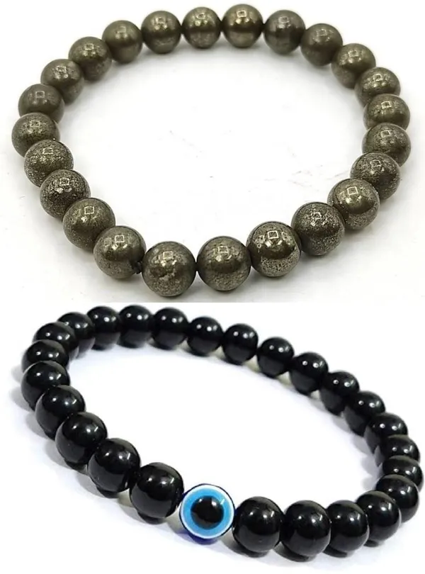 Multiagate_Pyrite,_Evil_Eye_Bracelet_Set_(Pack_of_2)