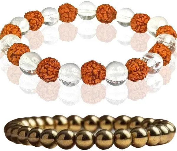 Multiagate_Crystal,_Golden_Pyrite,_Rudraksha,_Clear_Quartz_Bracelet_Set_(Pack_of_2)