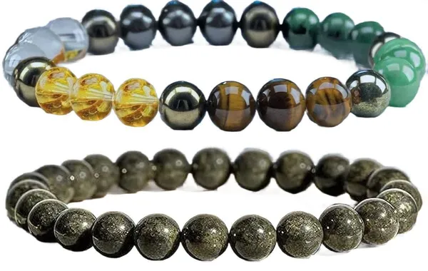 Multiagate_Pyrite,_Stone_Bracelet_Set_(Pack_of_2)