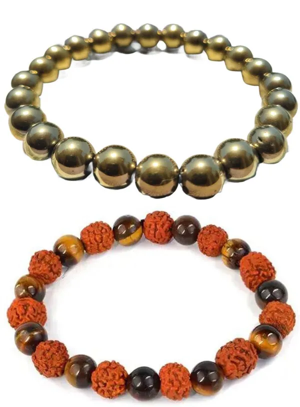 Multiagate_Stone,_Golden_Pyrite,_Crystal,_Tiger's_Eye,_Rudraksha_Bracelet_Set_(Pack_of_2)