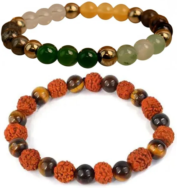 Multiagate_Stone,_Crystal,_Tiger's_Eye,_Rudraksha_Bracelet_Set_(Pack_of_2)