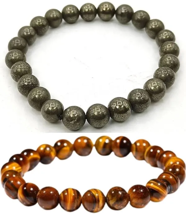 Multiagate_Pyrite,_Tiger's_Eye_Bracelet_Set_(Pack_of_2)