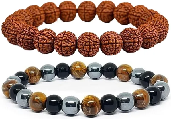 Multiagate_Crystal,_Tiger's_Eye,_Rudraksha,_Black_Obsidian_Bracelet_Set_(Pack_of_2)