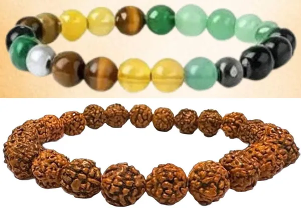 Multiagate_Pyrite,_Green_Aventurine,_Tiger's_Eye,_Rudraksha,_Citrine,_Clear_Quartz_Bracelet_Set_(Pack_of_2)