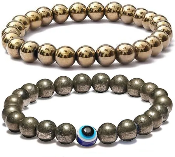 Multiagate_Stone,_Golden_Pyrite_Bracelet_Set_(Pack_of_2)