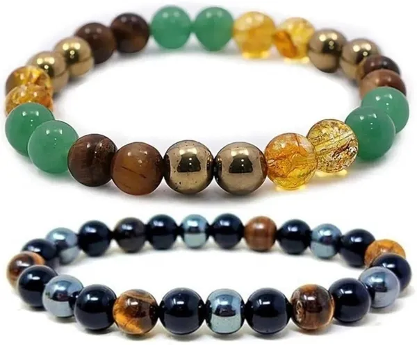 Multiagate_Pyrite,_Stone,_Green_Aventurine,_Citrine_+_Golden,_Tiger's_Eye,_Black_Obsidian_Bracelet_Set_(Pack_of_2)