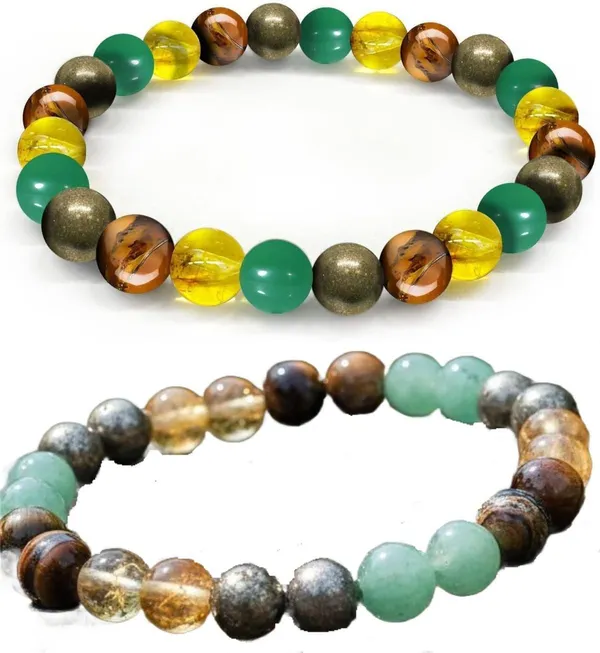 Multiagate_Pyrite,_Green_Aventurine,_Crystal,_Tiger's_Eye,_Citrine_Bracelet_Set_(Pack_of_2)