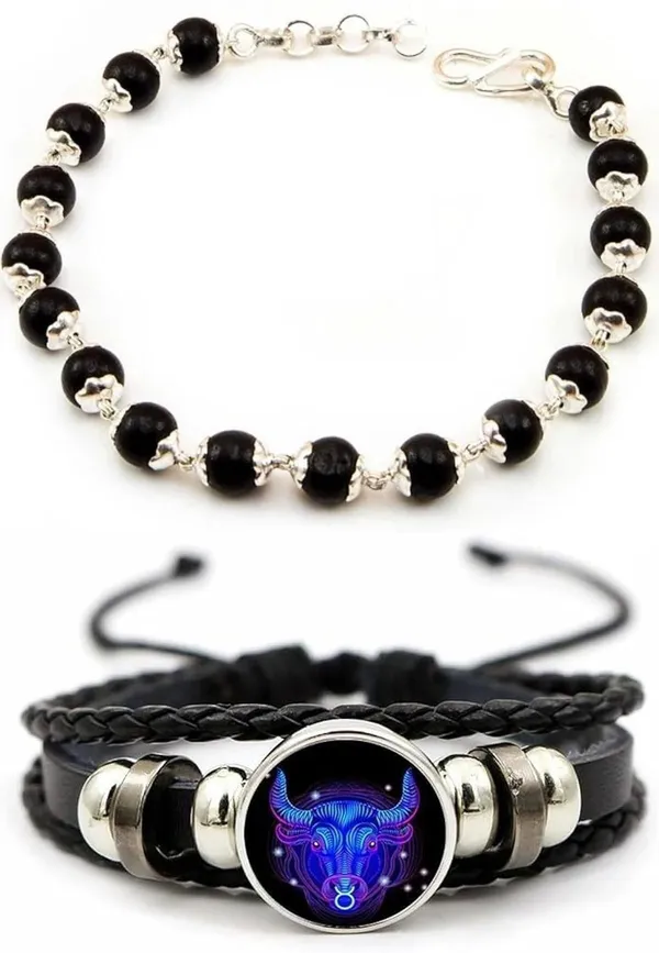 Multiagate_Wood,_Alloy,_Leather_Bracelet_Set_(Pack_of_2)