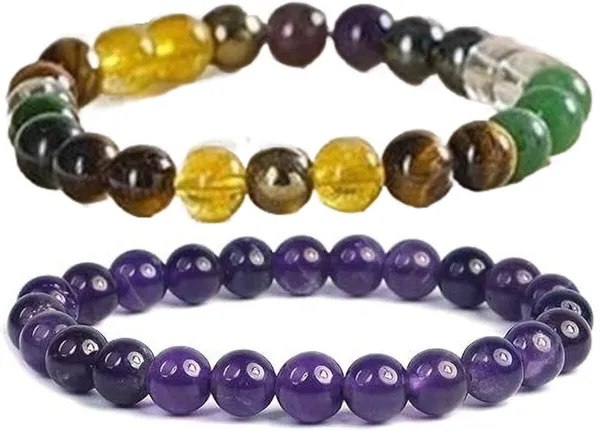 Multiagate_Pyrite,_Hematite,_Green_Aventurine,_Amethyst,_Tiger's_Eye,_Citrine_Bracelet_Set_(Pack_of_2)