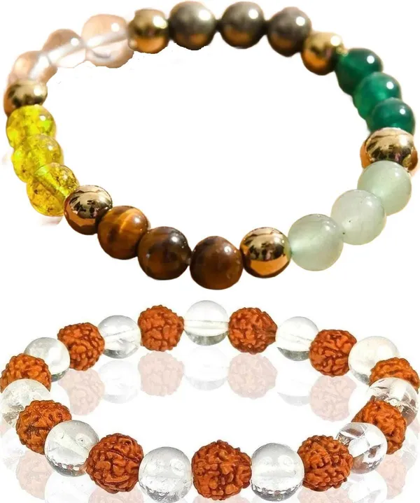 Multiagate_Stone,_Rudraksha,_Clear_Quartz_Bracelet_Set_(Pack_of_2)