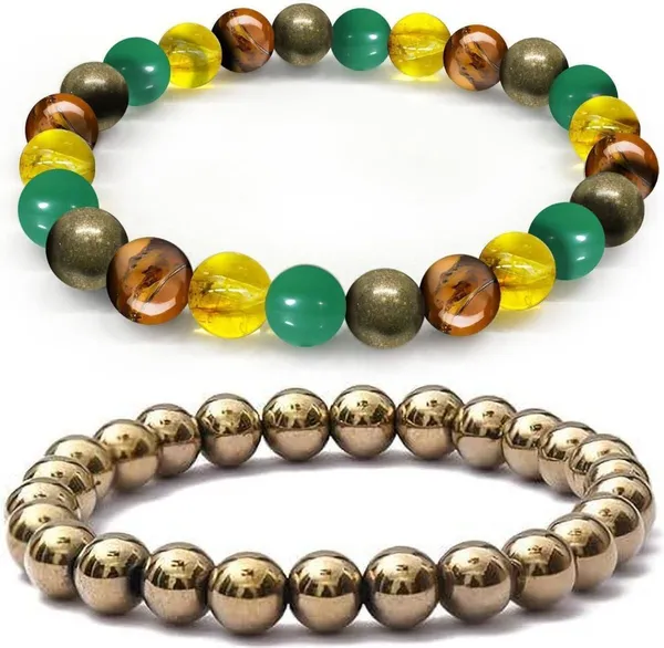 Multiagate_Pyrite,_Green_Aventurine,_Golden_Pyrite,_Tiger's_Eye,_Citrine_Bracelet_Set_(Pack_of_2)