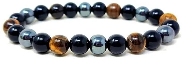 Multiagate_Wood,_Stone,_Tiger's_Eye,_Black_Obsidian_Bracelet_Set_(Pack_of_2)
