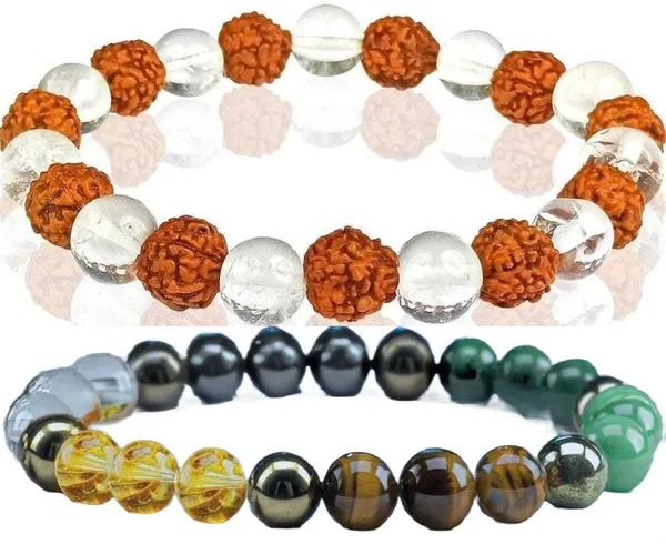 Multiagate_Stone,_Rudraksha,_Clear_Quartz_Bracelet_Set_(Pack_of_2)