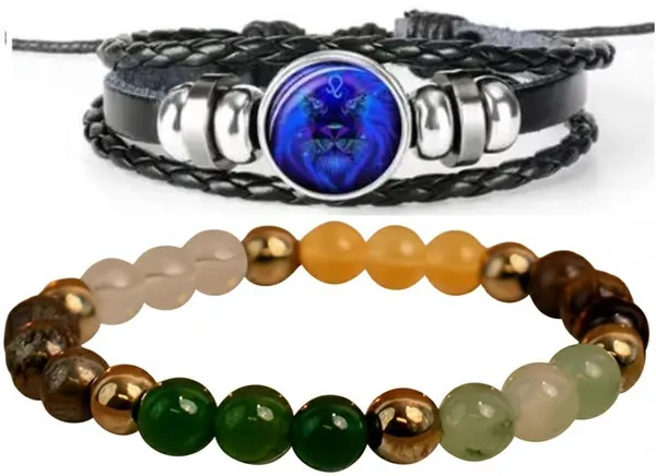 Multiagate_Stone,_Leather_Bracelet_Set_(Pack_of_2)
