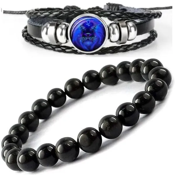 Multiagate_Crystal,_Leather_Bracelet_Set_(Pack_of_2)
