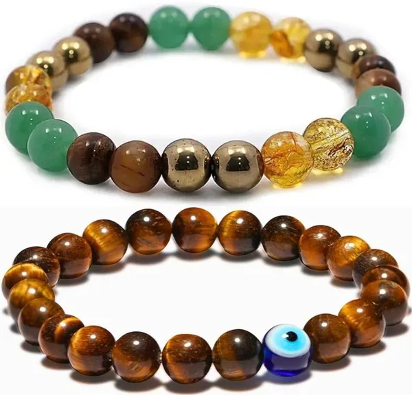 Multiagate_Pyrite,_Stone,_Green_Aventurine,_Citrine_+_Golden,_Tiger's_Eye_Bracelet_Set_(Pack_of_2)