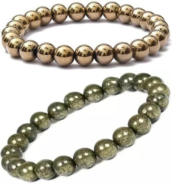 Multiagate_Pyrite,_Golden_Pyrite_Bracelet_Set_(Pack_of_2)