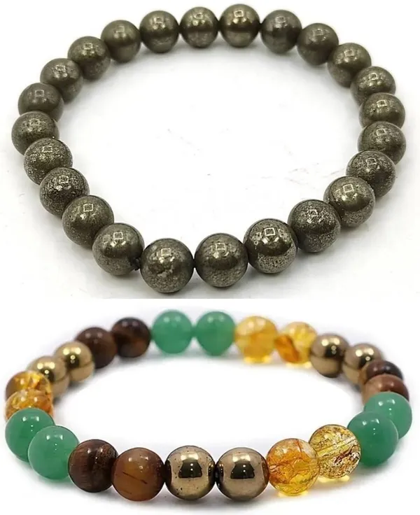 Multiagate_Pyrite,_Green_Aventurine,_Citrine_+_Golden,_Tiger's_Eye_Bracelet_Set_(Pack_of_2)