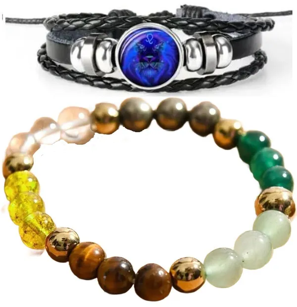 Multiagate_Stone,_Leather_Bracelet_Set_(Pack_of_2)