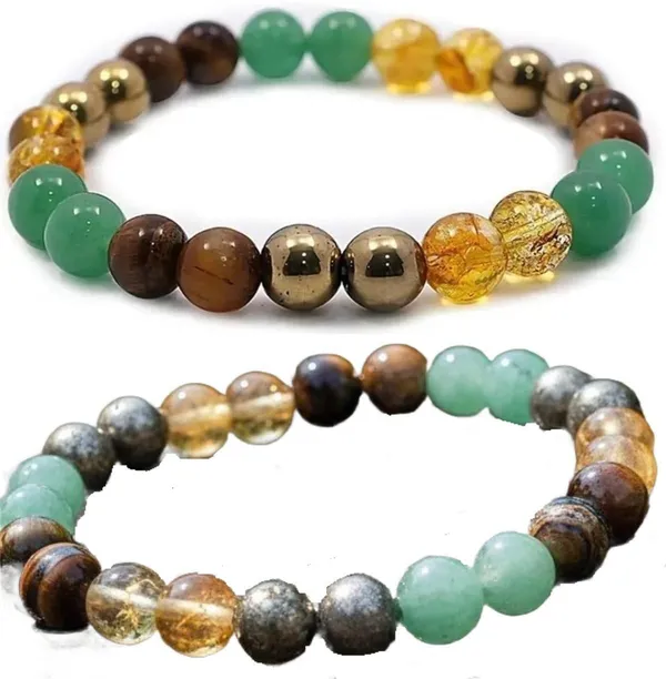 Multiagate_Pyrite,_Green_Aventurine,_Citrine_+_Golden,_Crystal,_Tiger's_Eye_Bracelet_Set_(Pack_of_2)