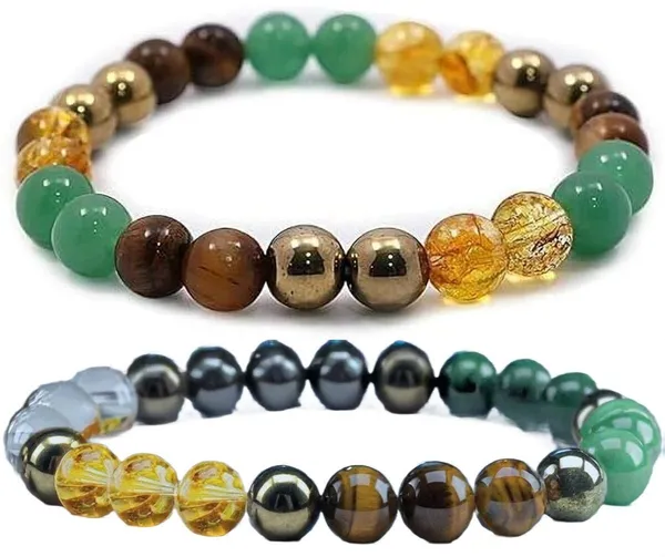 Multiagate_Stone,_Green_Aventurine,_Golden_Pyrite,_Crystal,_Tiger's_Eye,_Citrine_Bracelet_Set_(Pack_of_2)