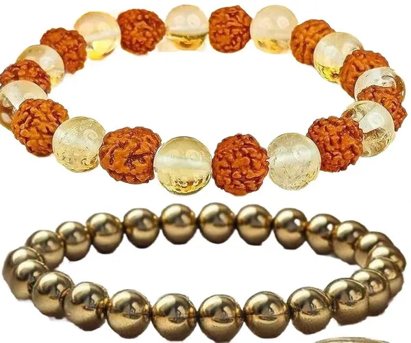 Multiagate_Pyrite,_Crystal,_Rudraksha,_Clear_Quartz_Bracelet_Set_(Pack_of_2)
