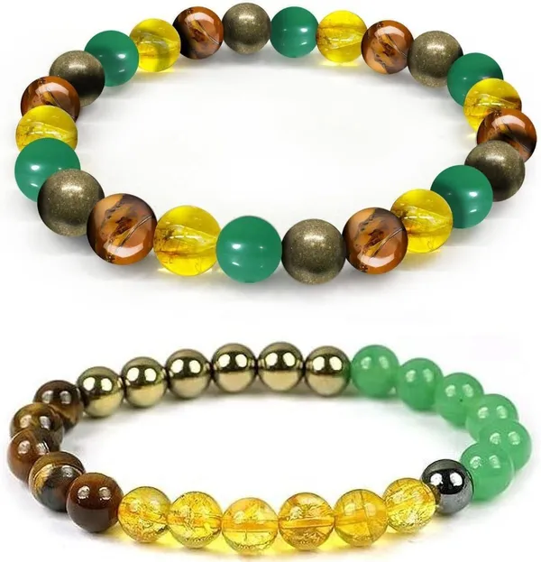 Multiagate_Pyrite,_Green_Aventurine,_Citrine_+_Golden,_Tiger's_Eye,_Citrine,_7_Chakra,_Clear_Quartz_Bracelet_Set_(Pack_of_2)